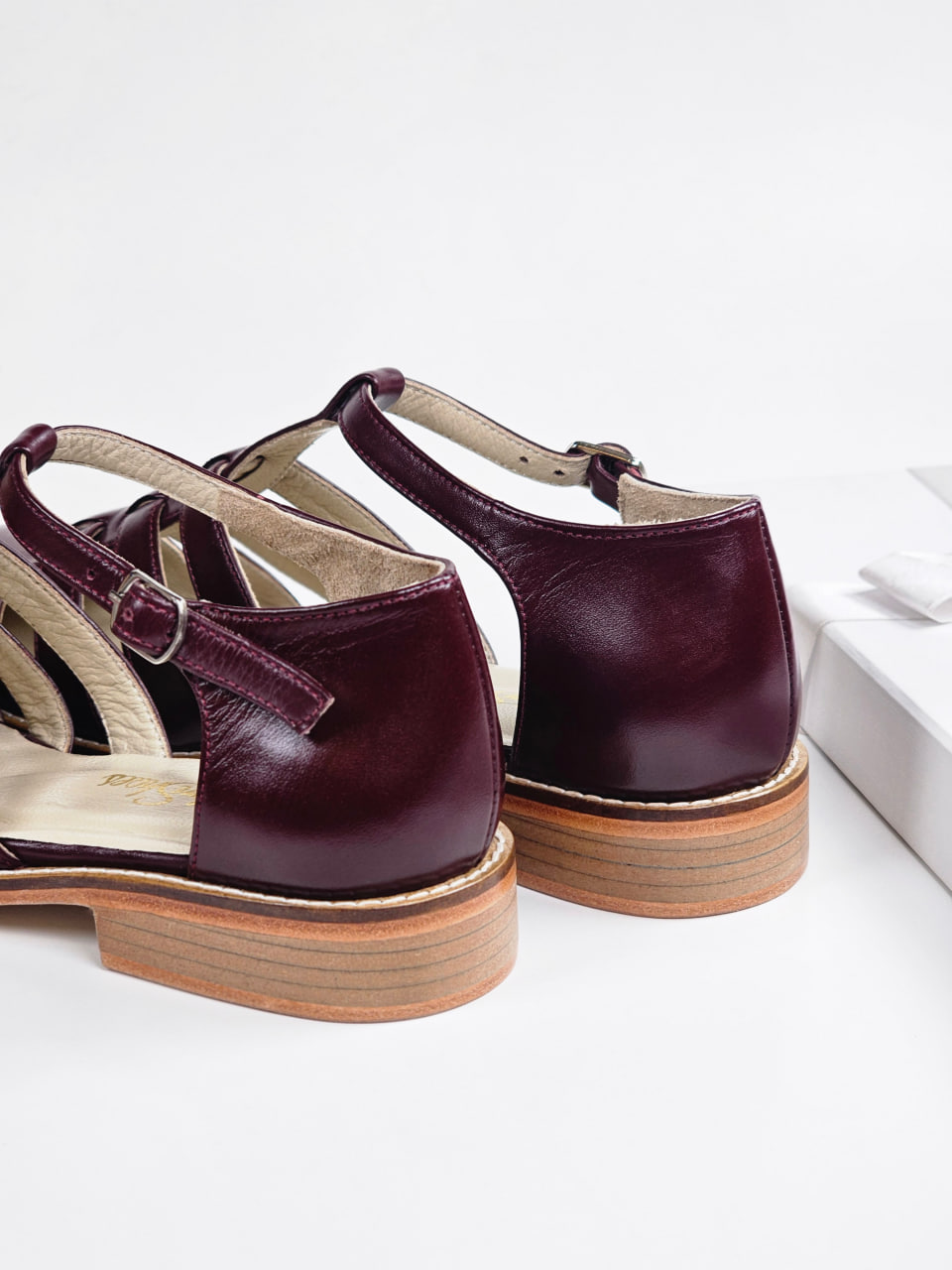 Sandals Bordeaux Leather 2 cm heel