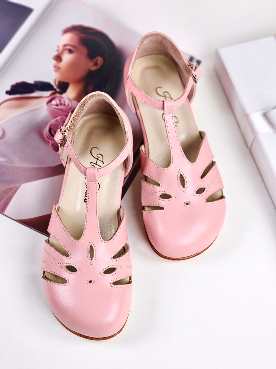 Barefoot Rosy Pink Leather 4 cm heel