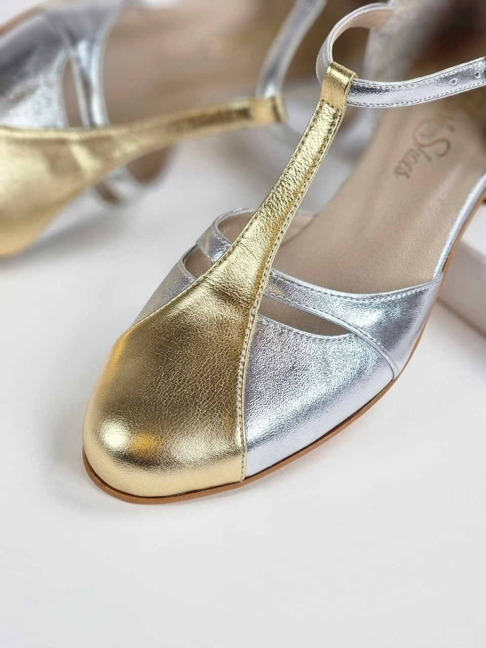 Isabel Silver & Gold Leather 3 cm heel