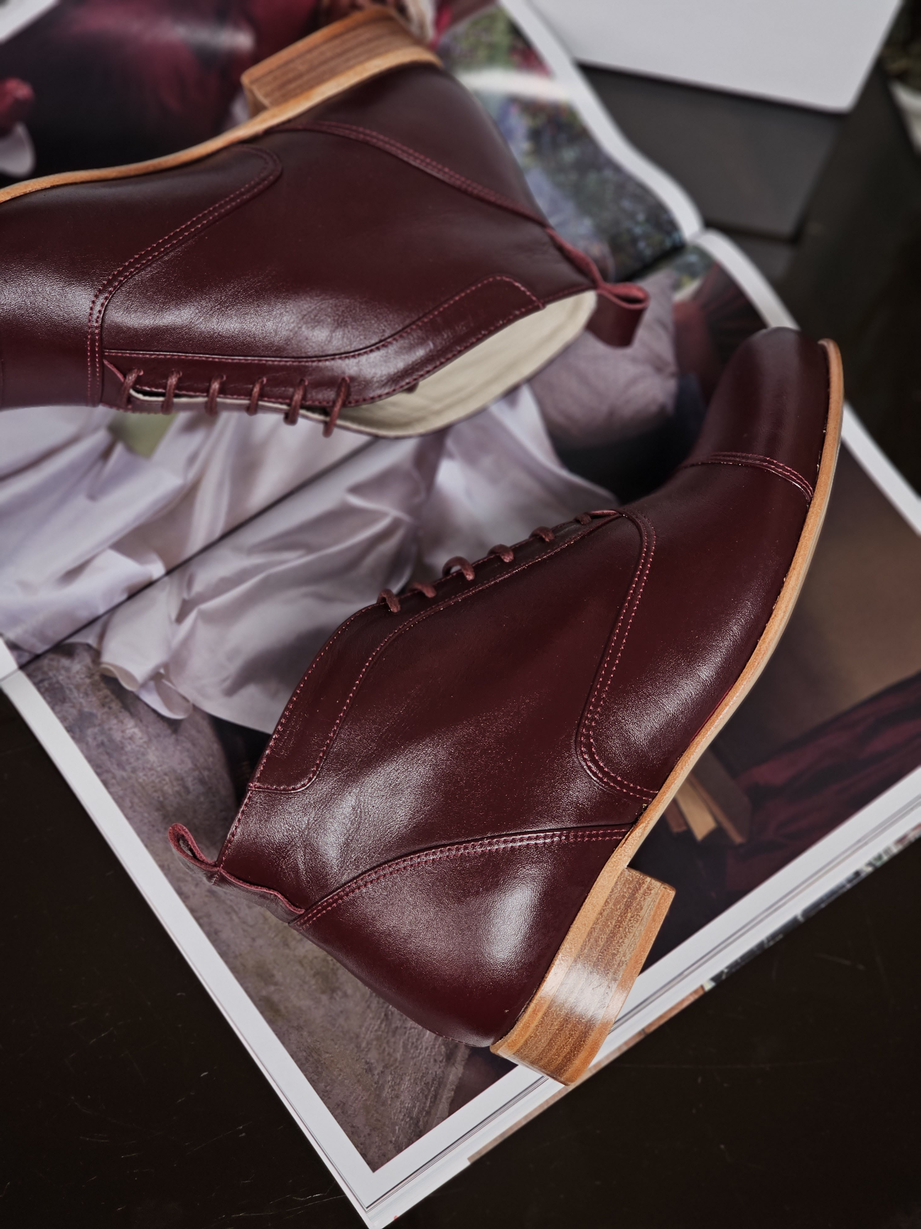 Smooth Boots Bordeaux Leather 2 cm heel