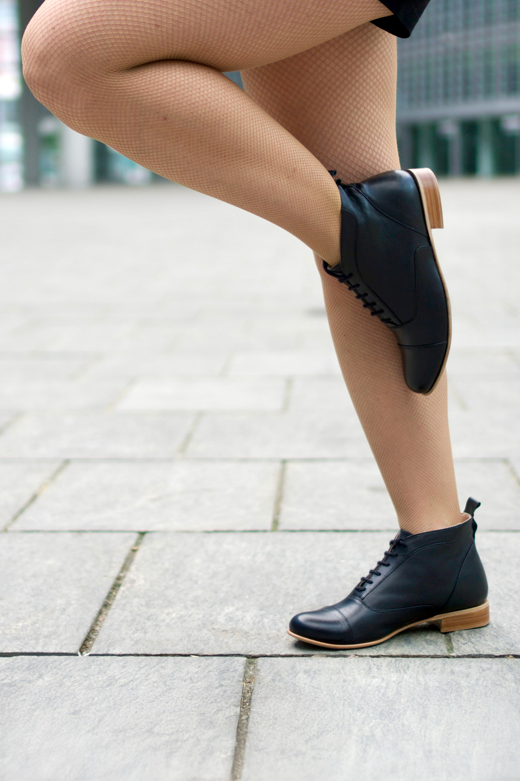 Derby Boots Black Leather 2 cm heel