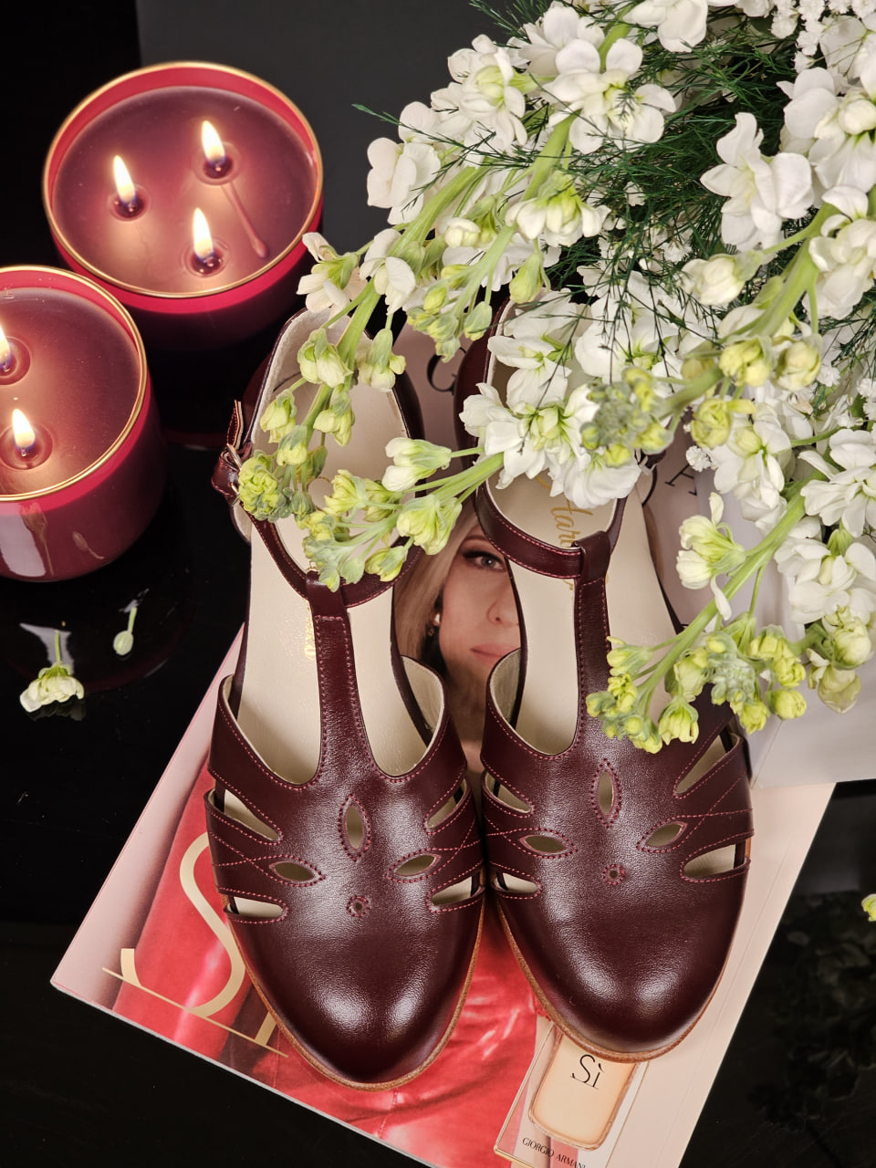 Rosy Bordeaux Leather 3 cm heel