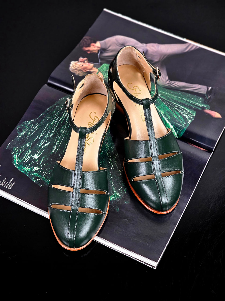 Harmony Jungle Green Leather 4 cm heel