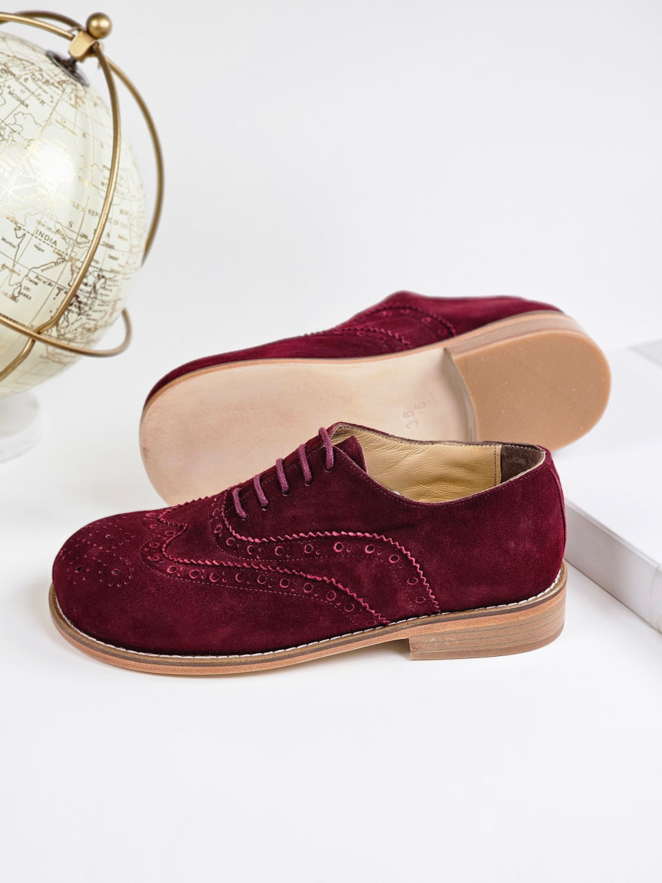 Barefoot Brogue Bordeaux Suede 2 cm heel