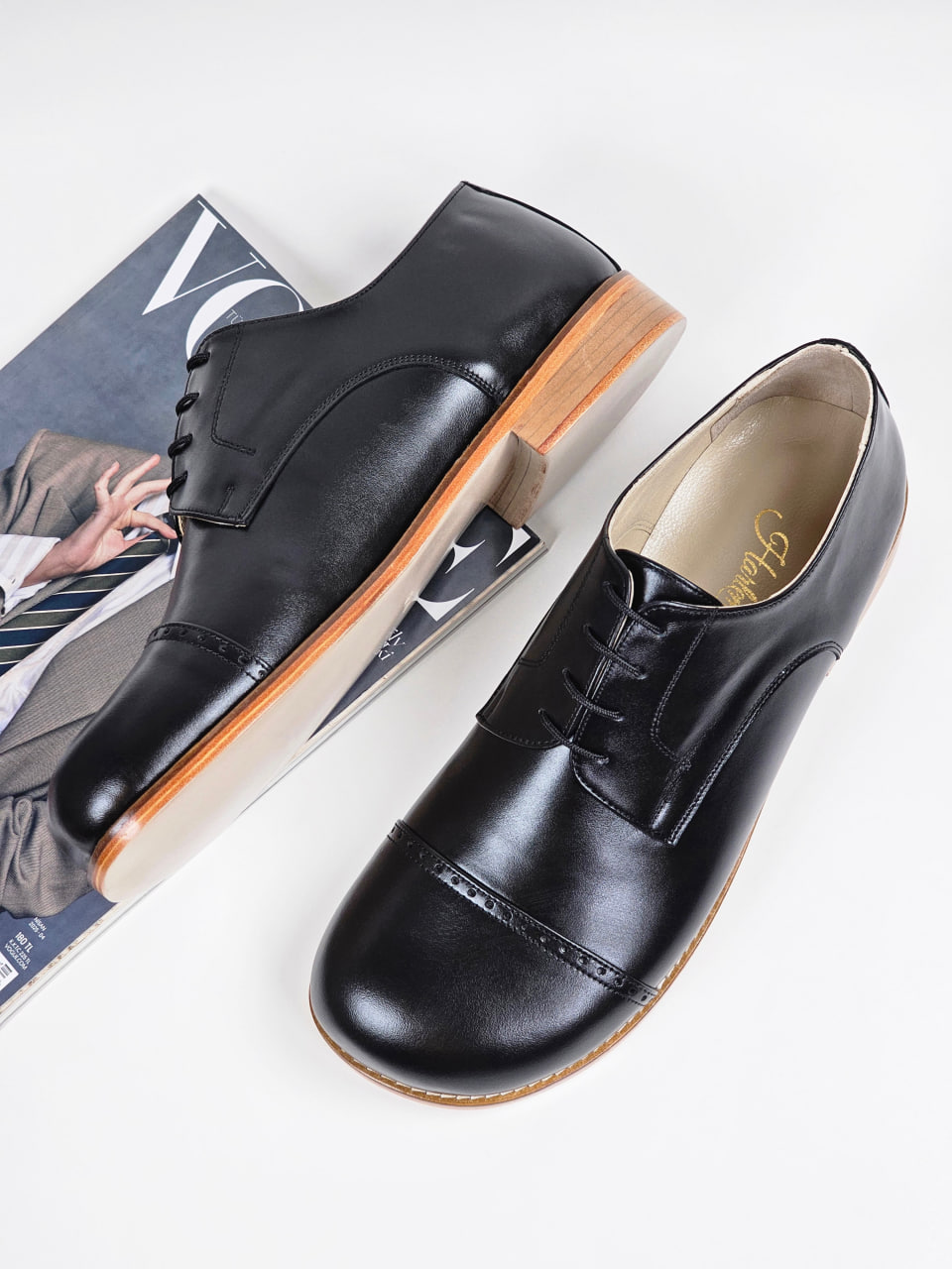 Barefoot California Black Leather 2 cm heel