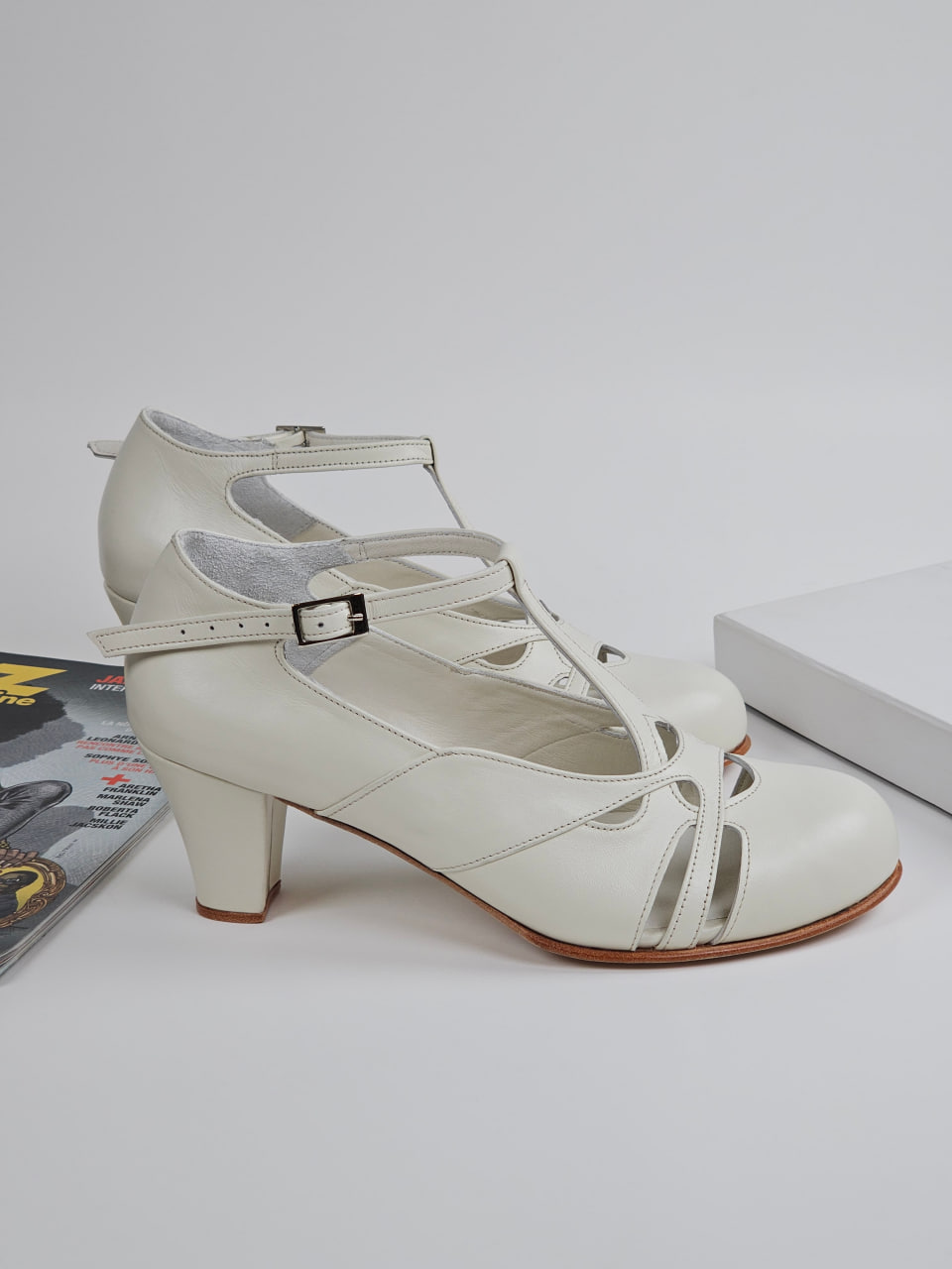 Spring Broken White Leather 6 cm balboa heel
