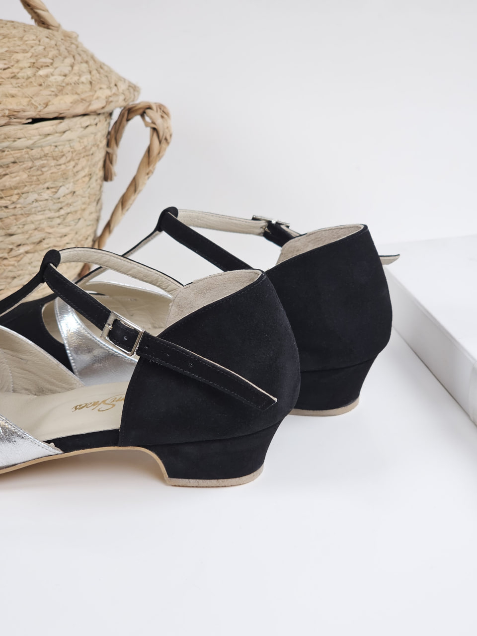 Isabel Black Suede with Silver Lines 3 cm heel