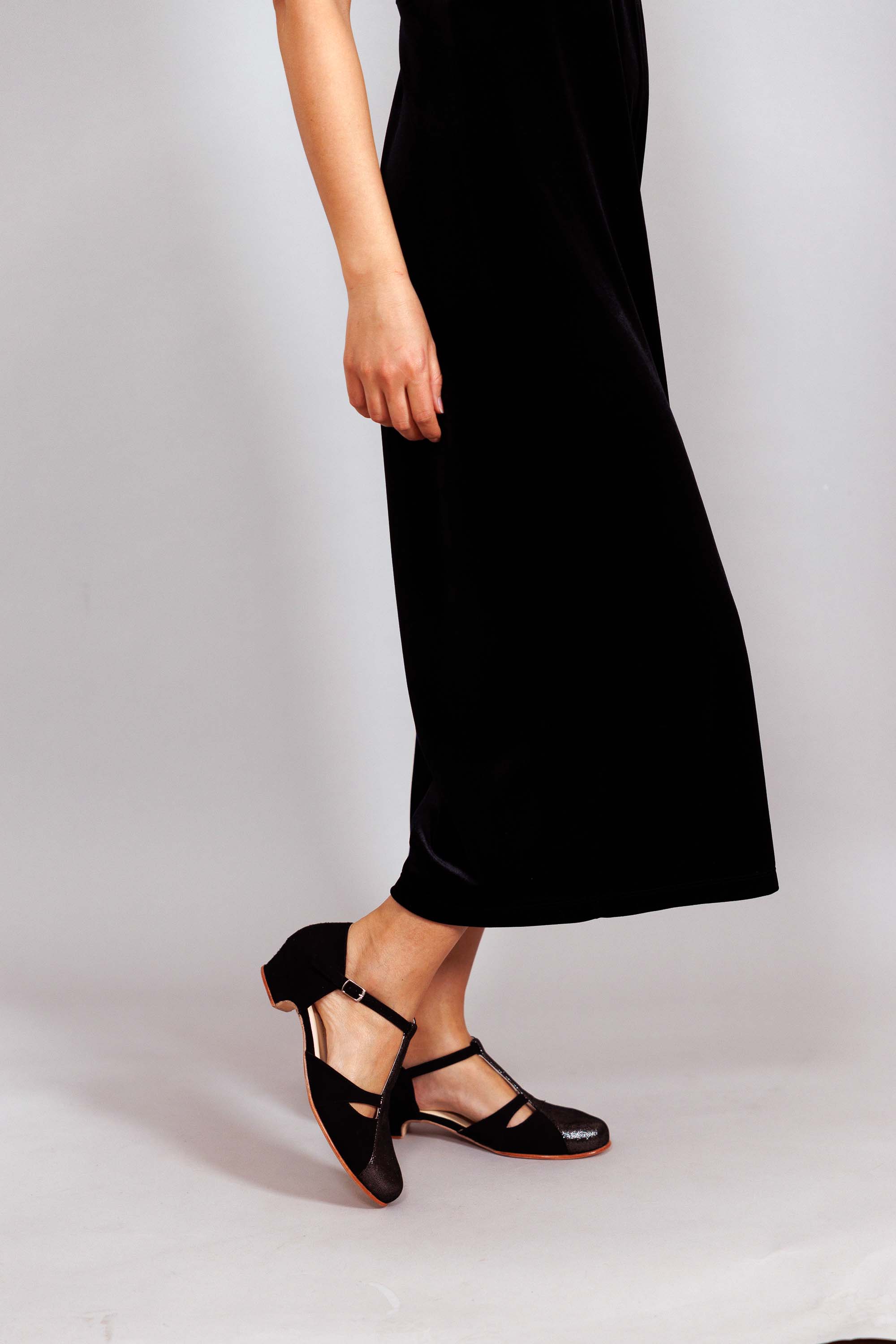 Isabel Black & Silver Rain Suede 3 cm heel