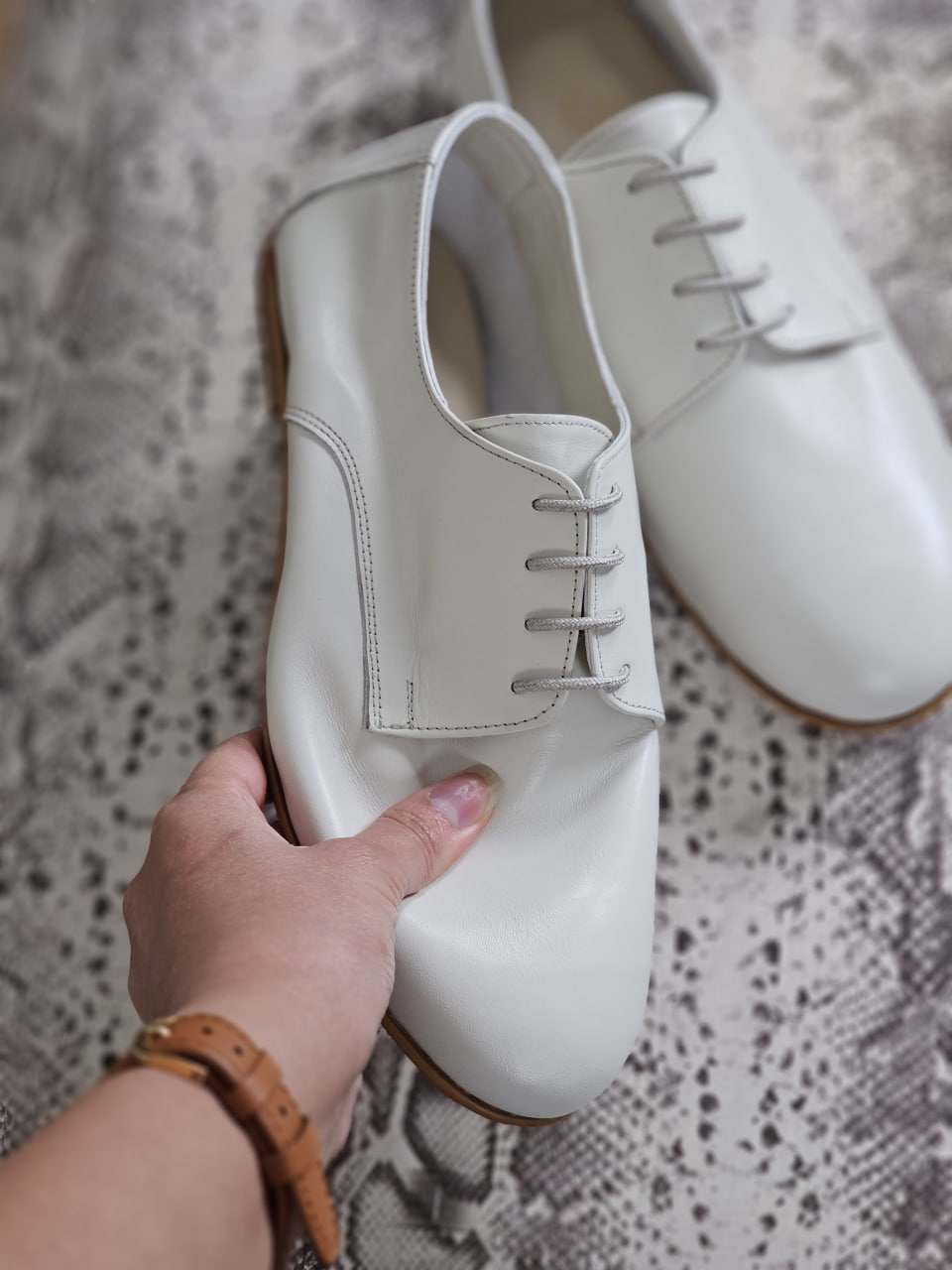 Frankie Soft Broken White Leather 1 cm heel