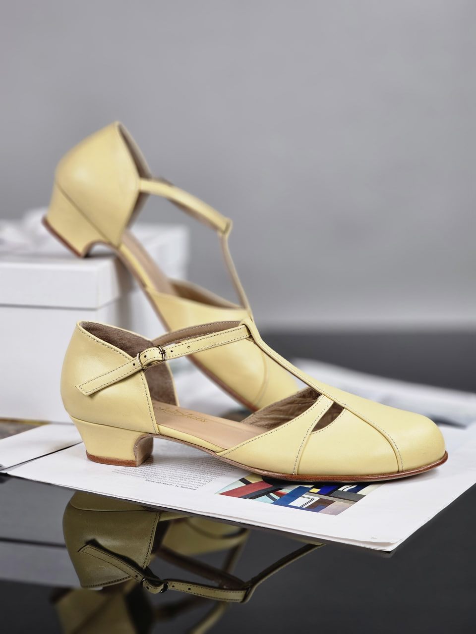 Isabel Lemon Yellow  Leather 3 cm heel