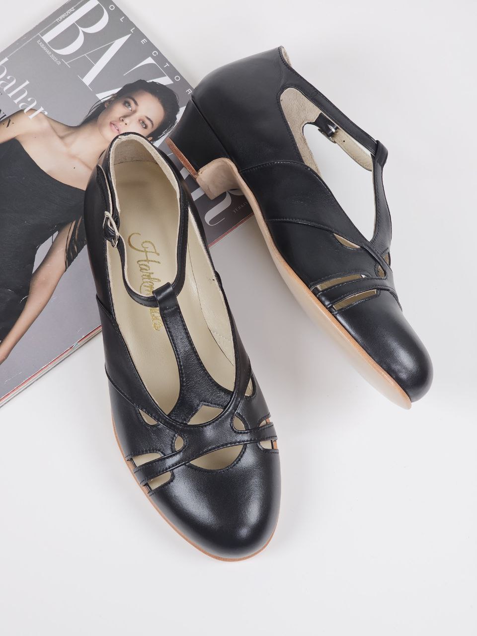 Spring Black leather 3 cm heel