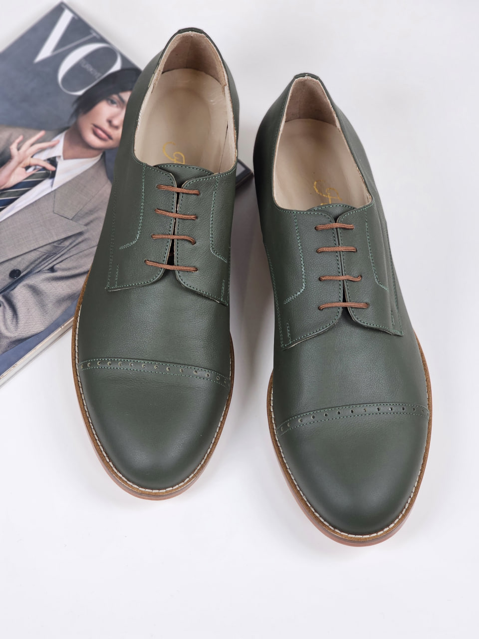 California Swamp Green Leather 2 cm heel