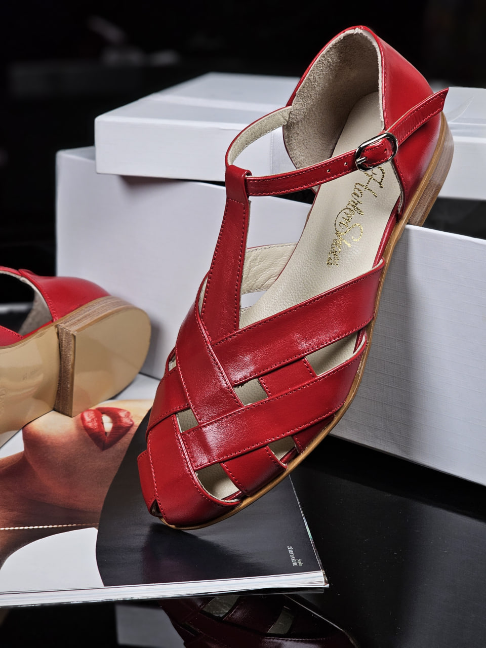 Summer Red Leather 1.5 cm heel