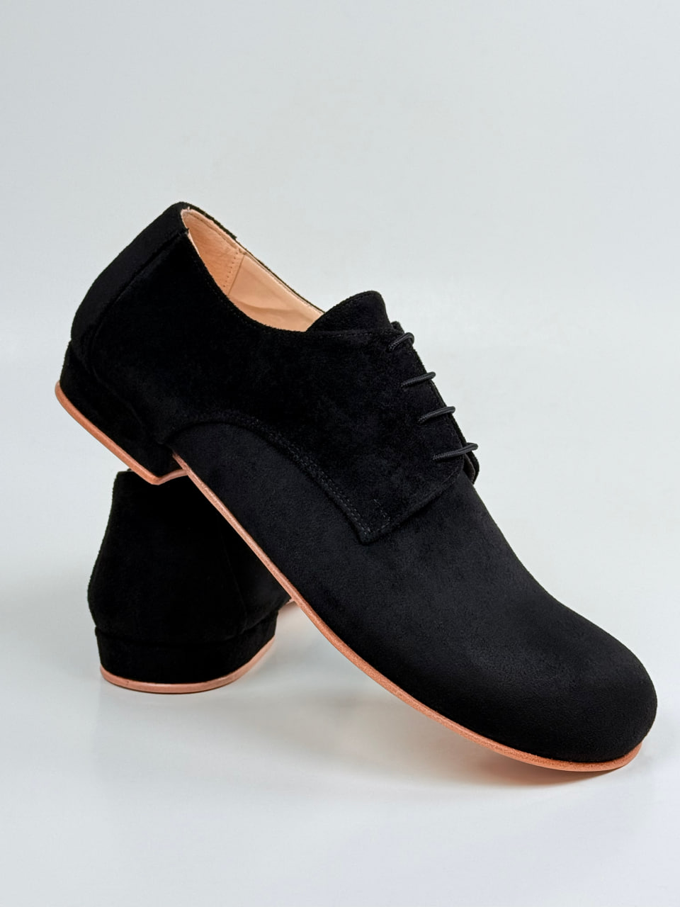 Barefoot Frankie Vegan Black Suede with Flexible sole 2 cm heel