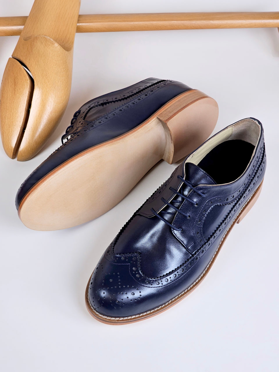 Broadway Slide Dark Blue Leather 2 cm heel