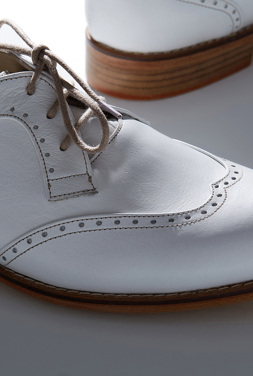 Men Oxfords White Leather 2 cm heel