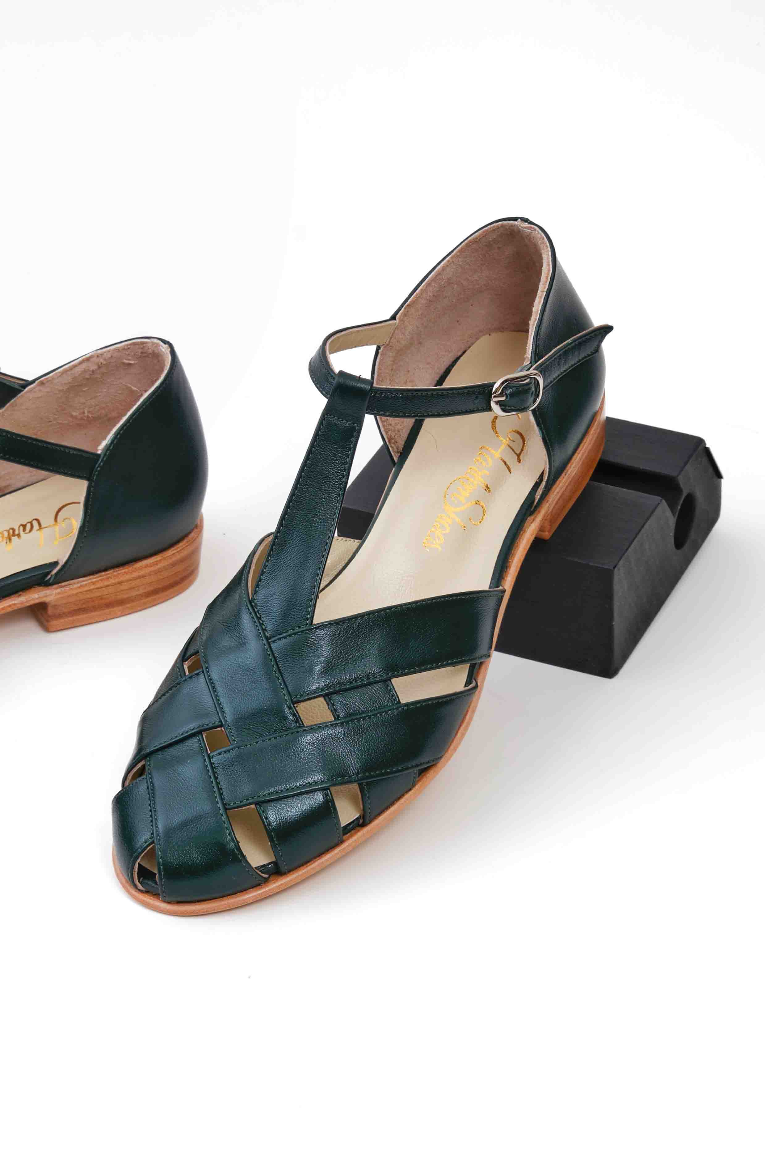 Summer Jungle Green Leather 1.5 cm heel