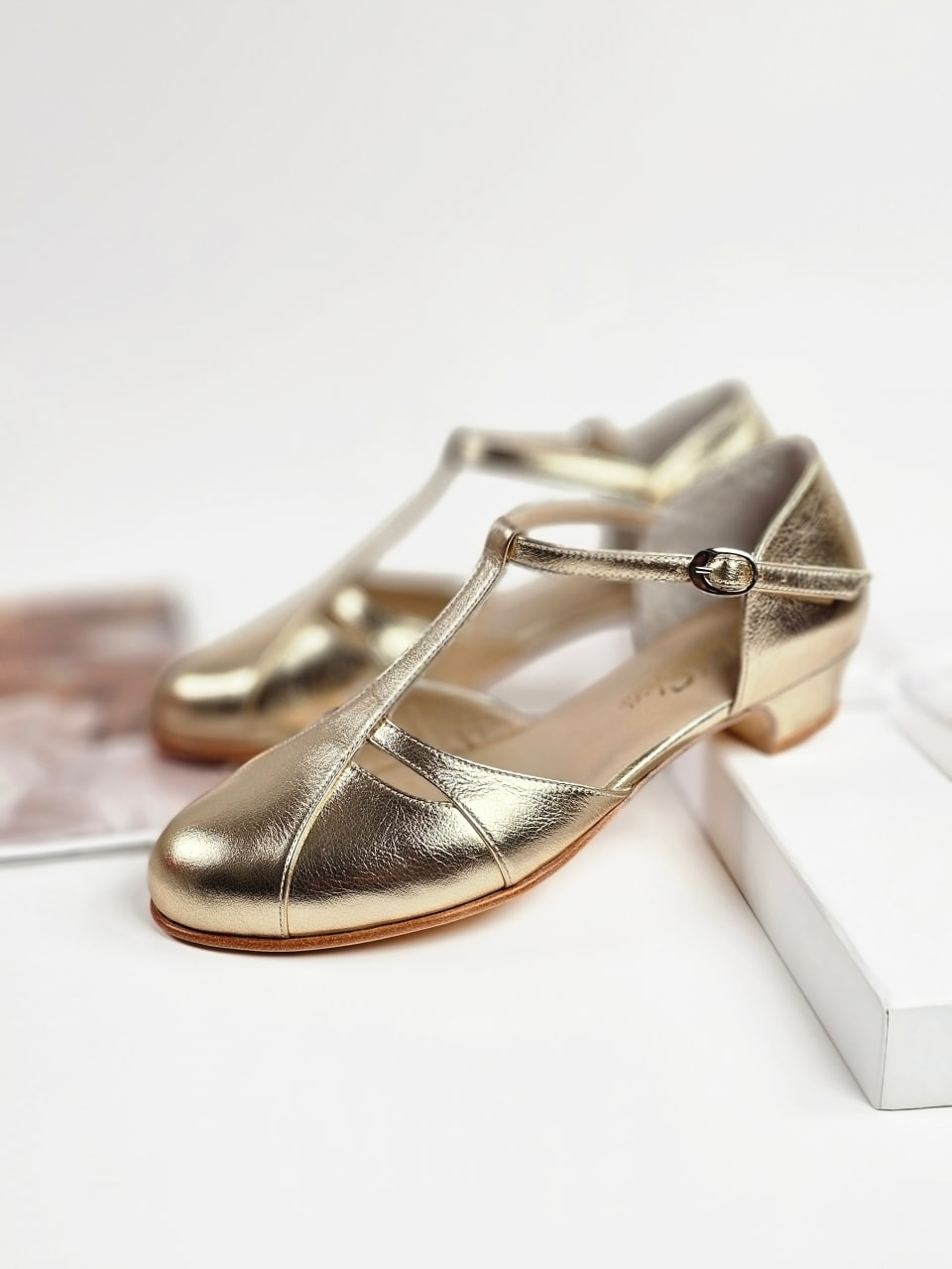 Isabel Platinum Gold Leather 3 cm heel