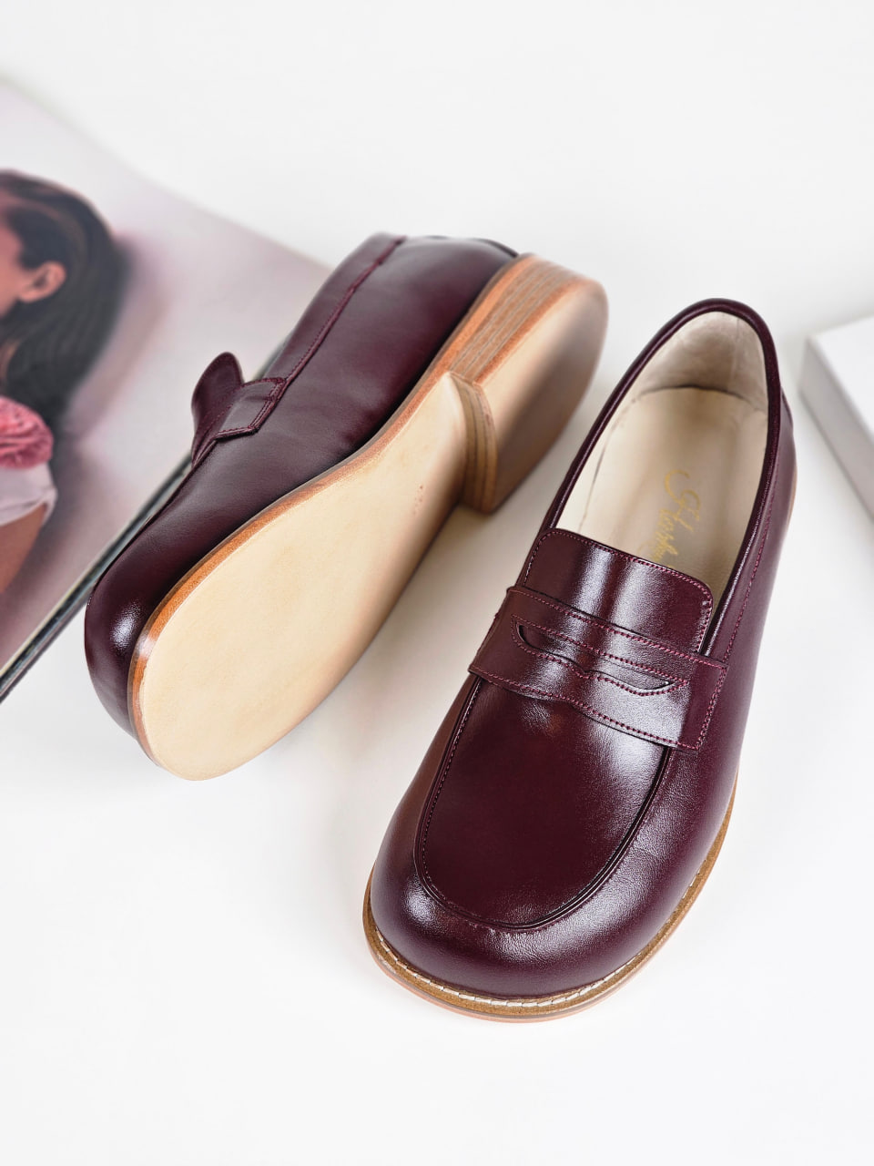 Barefoot Loafers Bordeaux Leather 2 cm heel