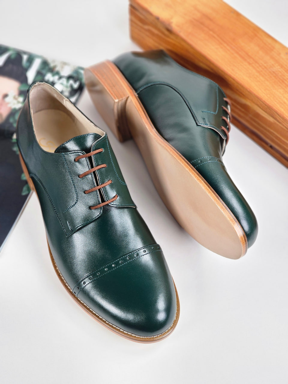 California Jungle Green Leather 2 cm heel