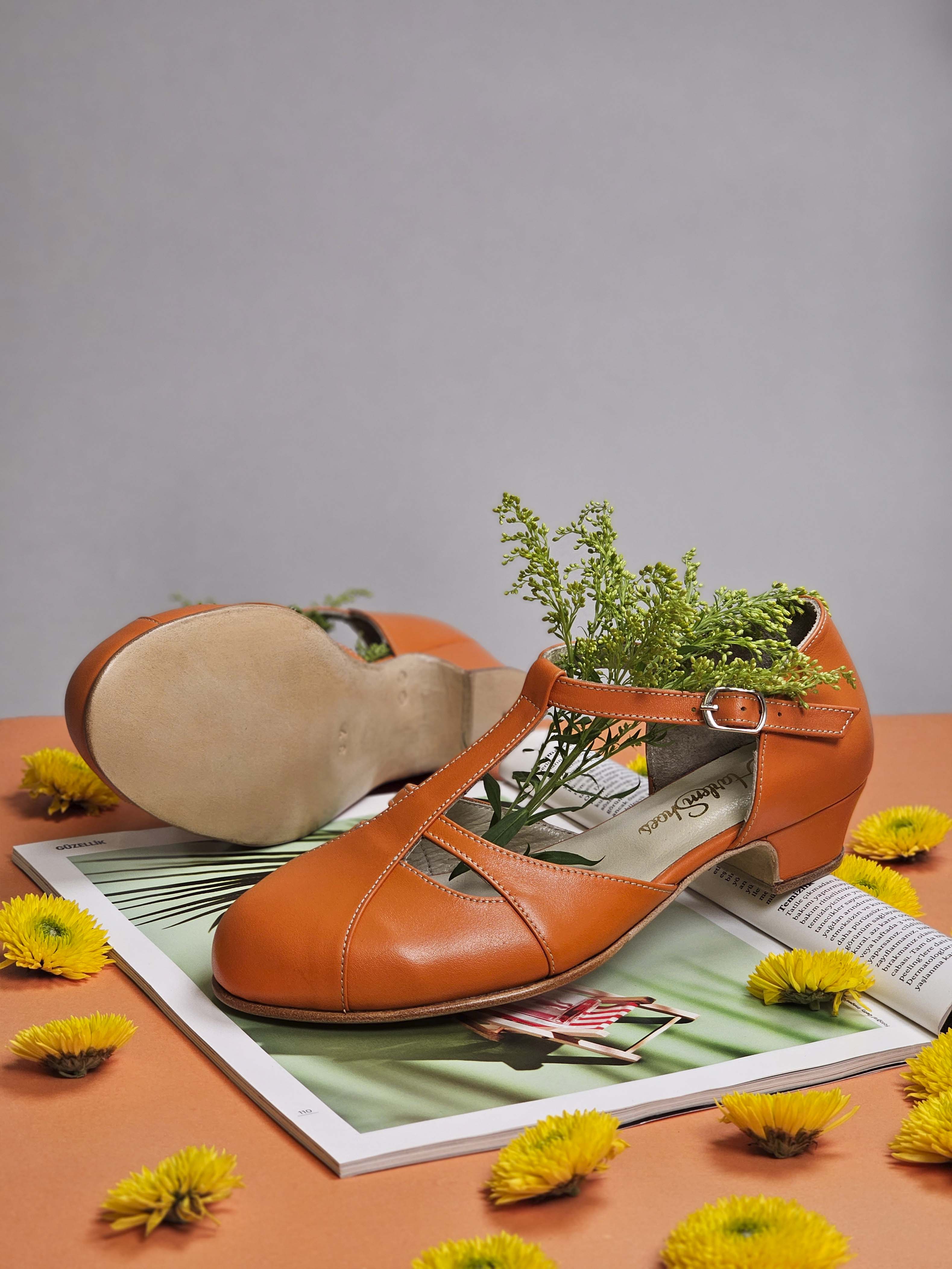 Isabel Orange Leather 3 cm heel