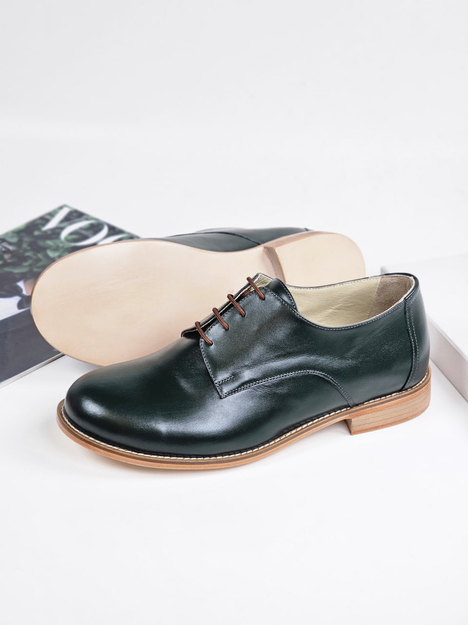 Frankie Classy Jungle Green Leather 2 cm heel