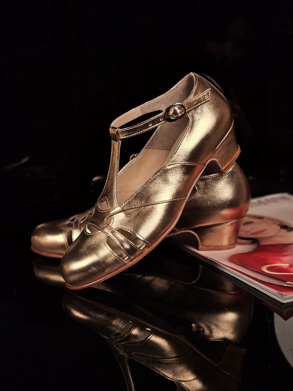 Spring Rose Gold Leather 4 cm heel