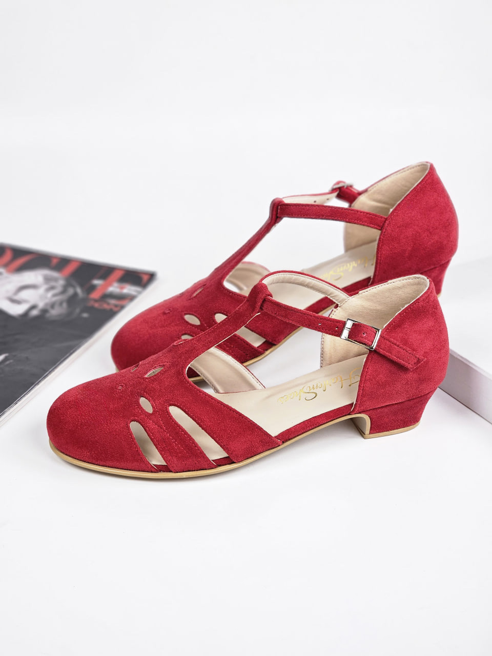 Rosy Vegan Red Textile 3 cm heel