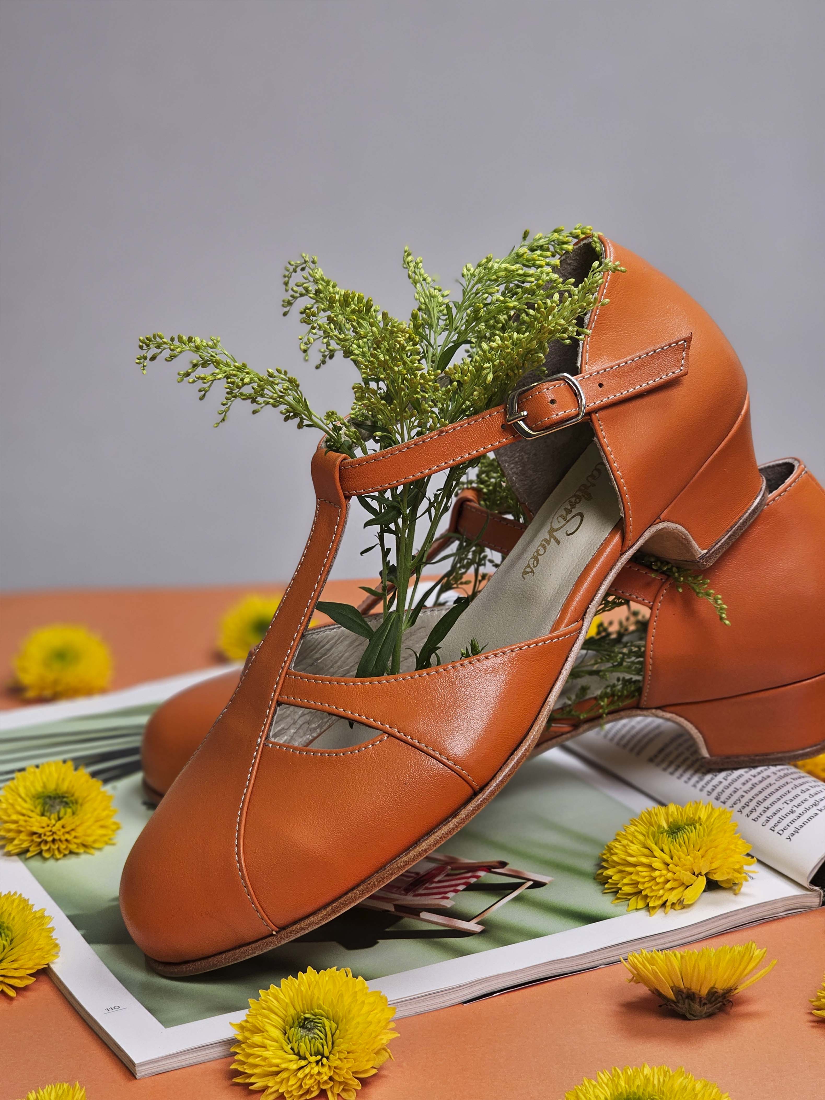 Isabel Orange Leather 3 cm heel