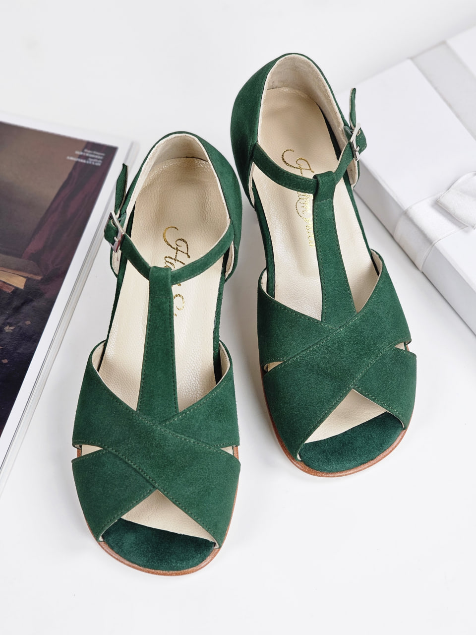 Barefoot Doris Emerald Green Suede 6cm heel