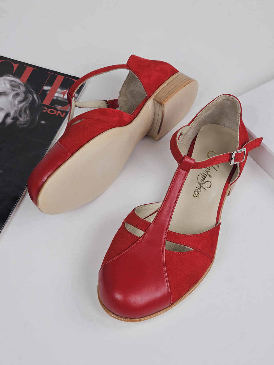 Isabel Red Suede & Leather 2 cm heel