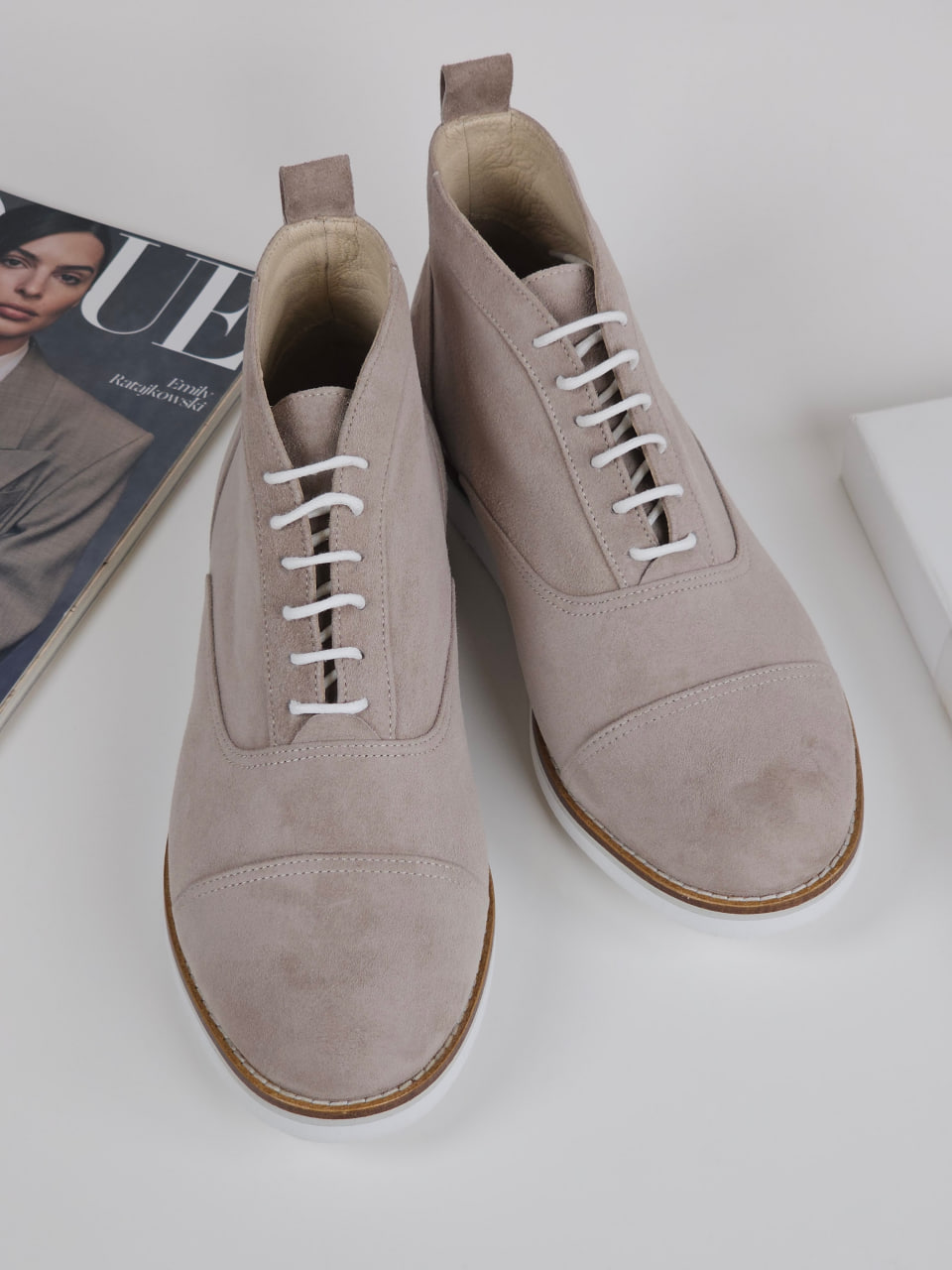 Smooth Boots Soft Grey Suede with Eva sole