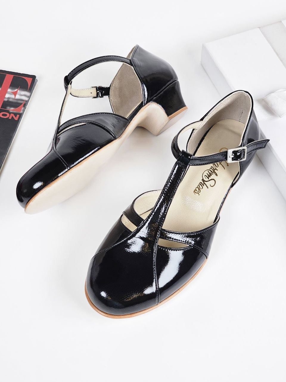 Isabel Black Polished Leather 3 cm heel