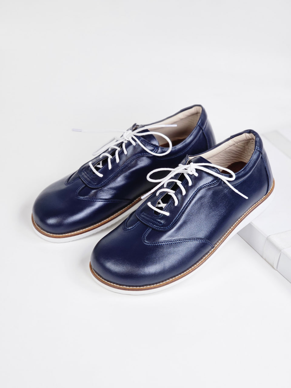 Barefoot New York Dark Blue Leather with Eva sole
