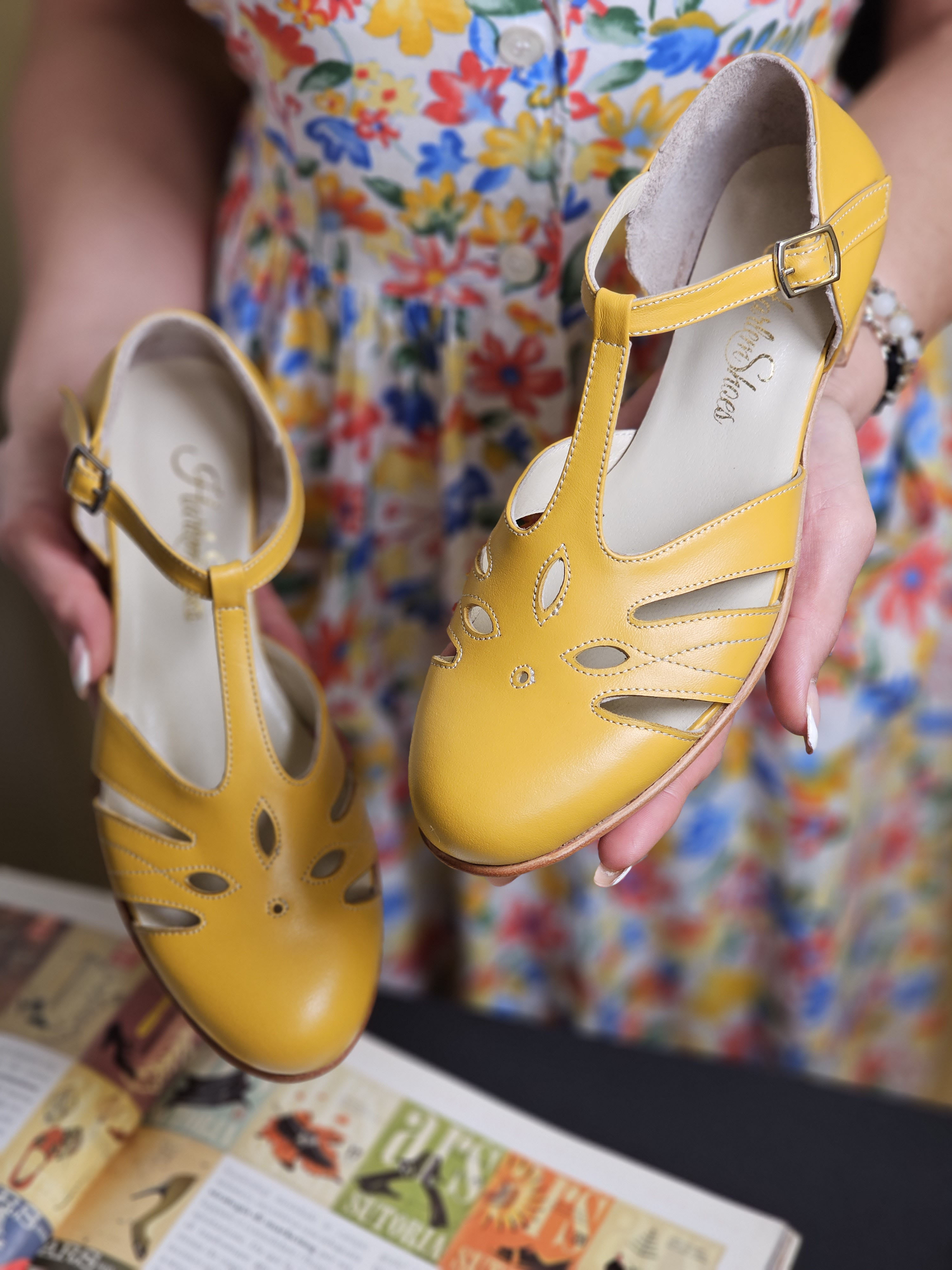Rosy Yellow Leather 3 cm heel
