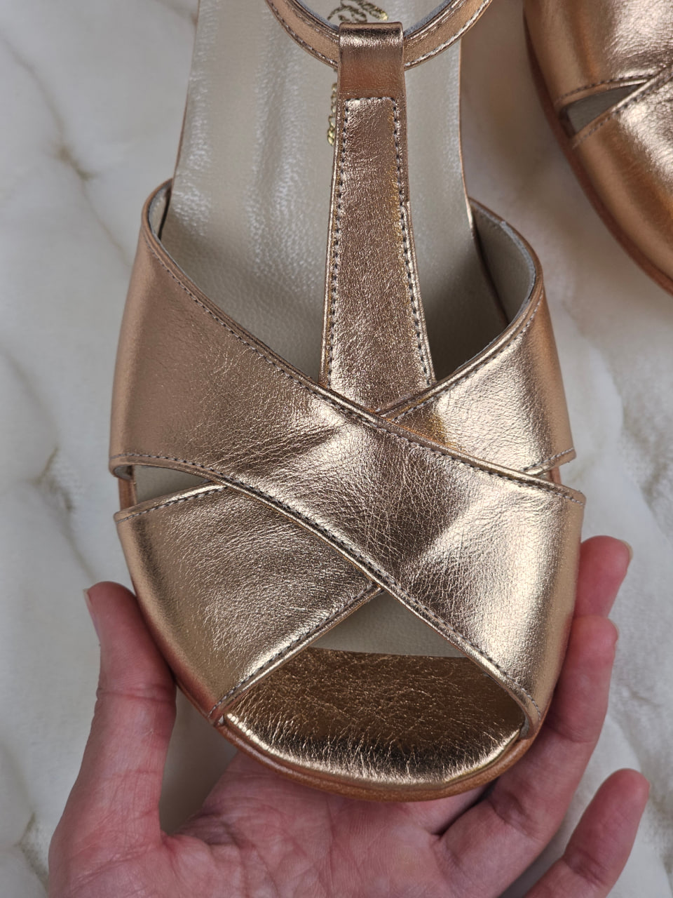 Barefoot Doris Rose Gold Leather 6 cm heel