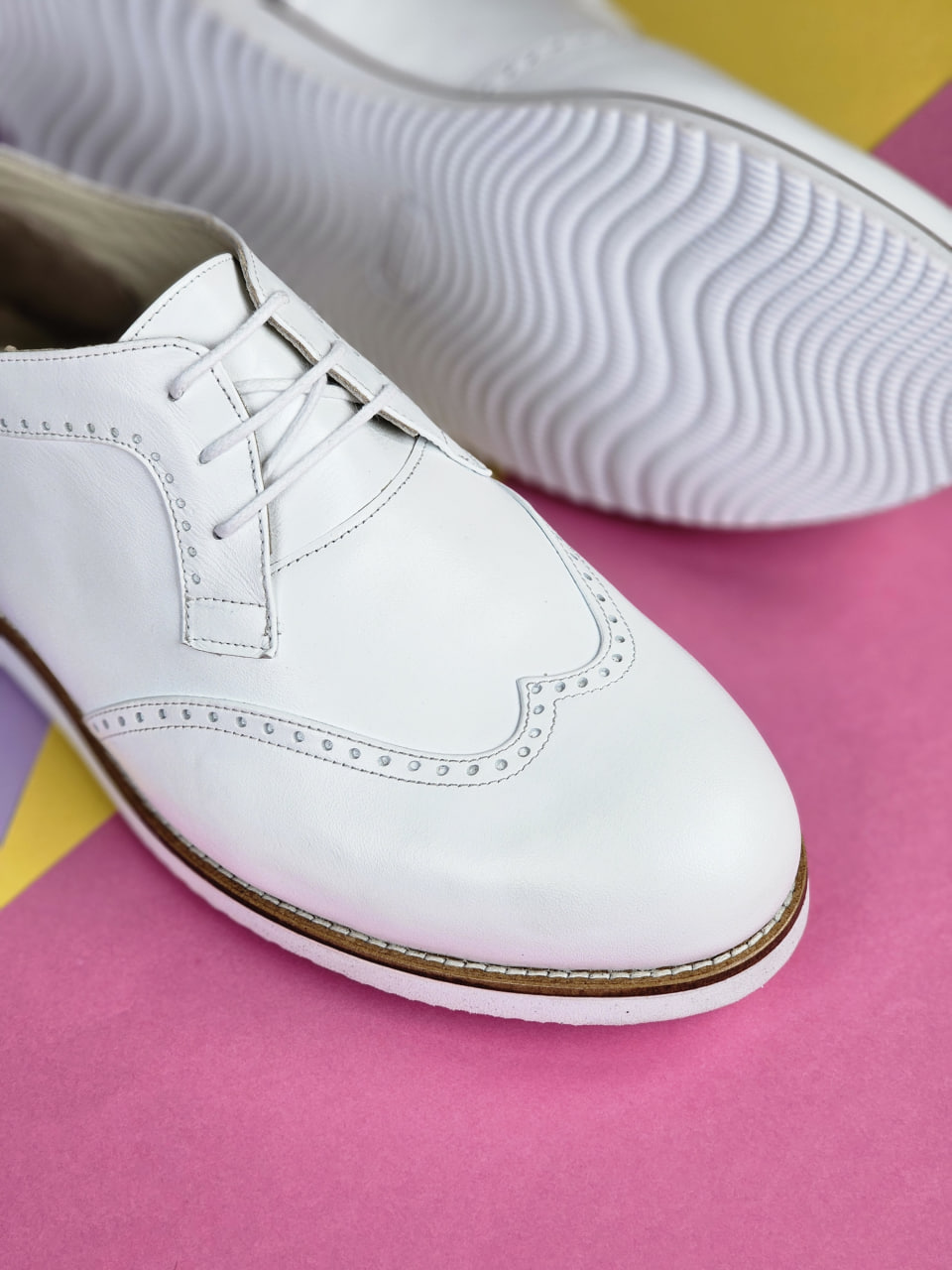 Men Oxfords White Leather with Eva Sole