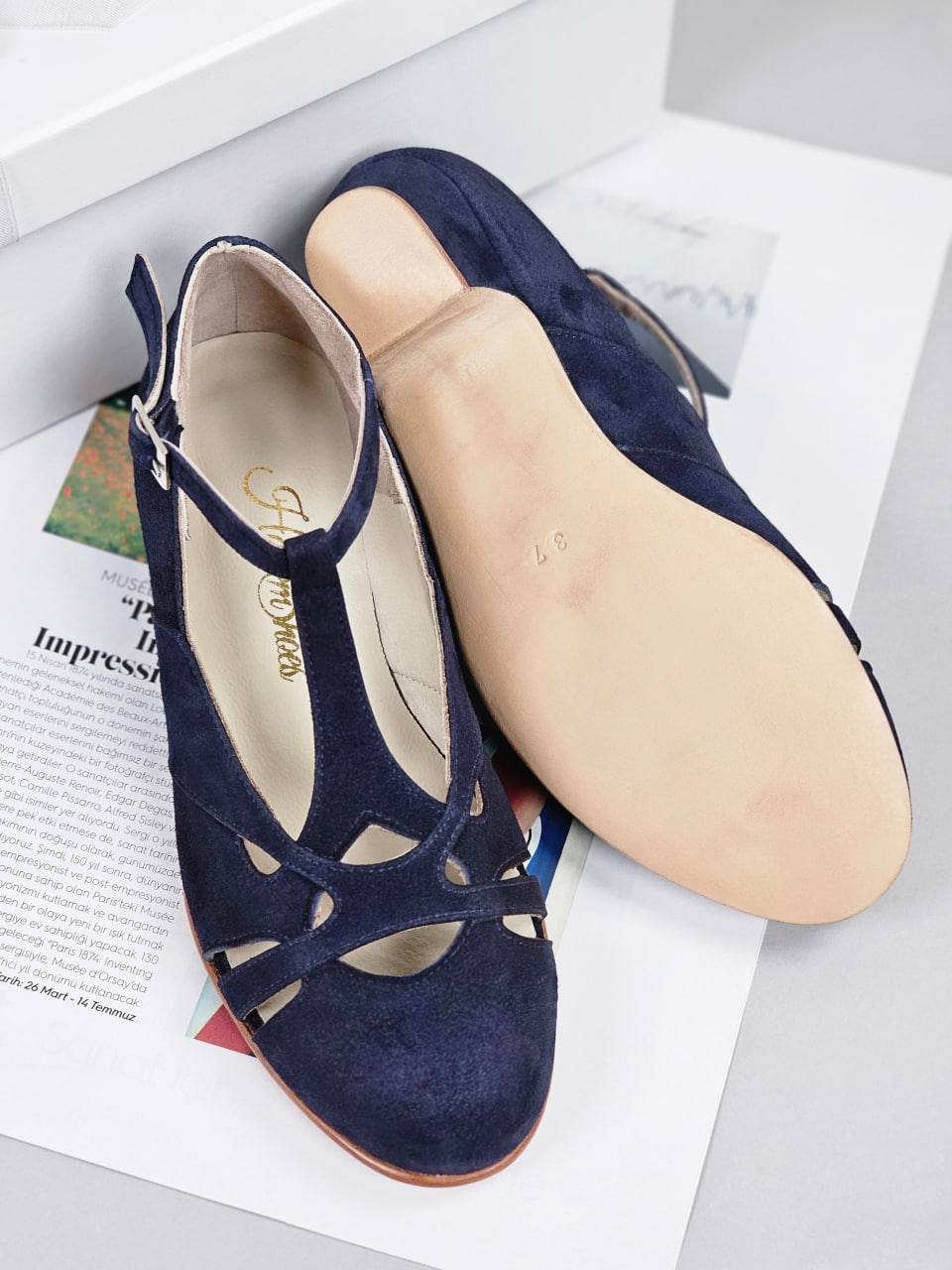 Spring Dark Blue Suede 3 cm heel