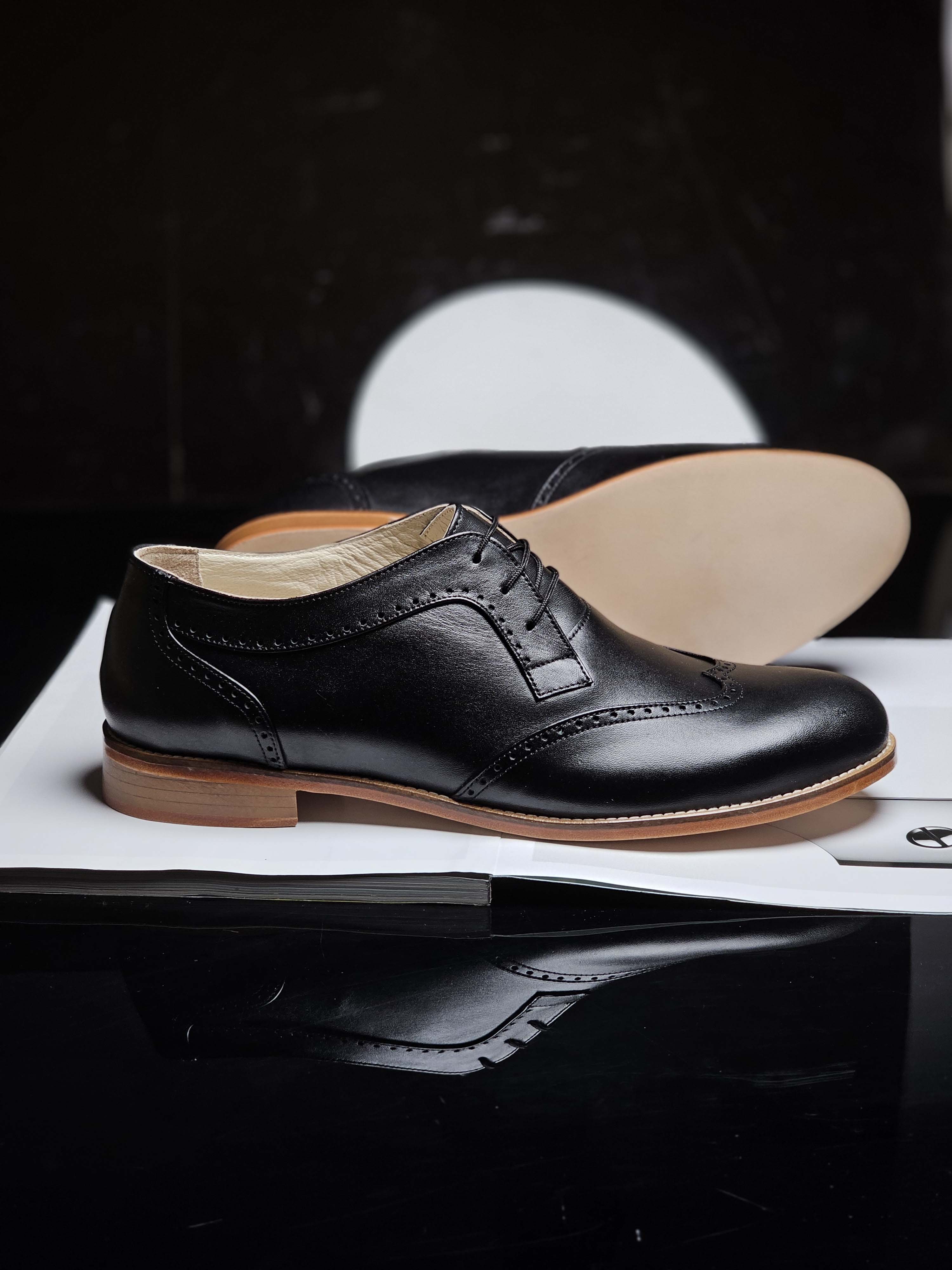 Men Oxfords Black Leather 2 cm heel