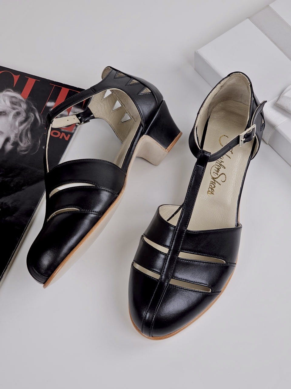 Harmony Black Leather 4 cm  heel