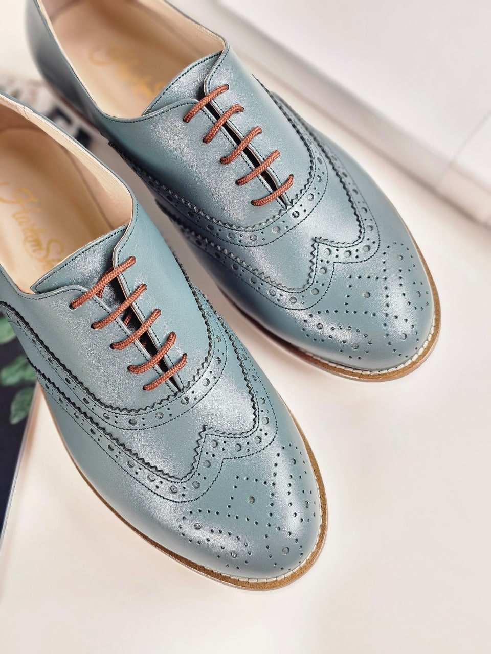 Brogue Teal Green Leather with Eva Sole