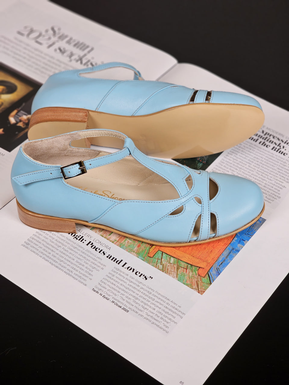 Spring Baby Blue Leather 2 cm heel