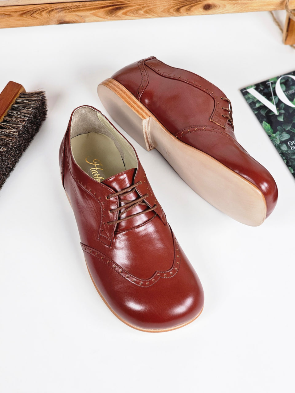 Barefoot Oxfords Brown Leather 1 cm heel