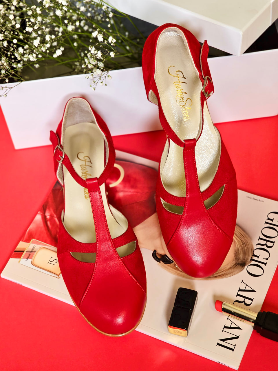Isabel Red Suede & Leather 3 cm heel