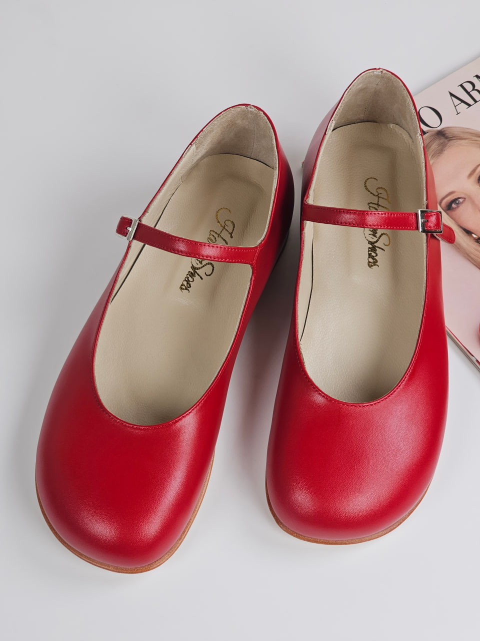 Barefoot Mary Jane Red Leather 2 cm heel