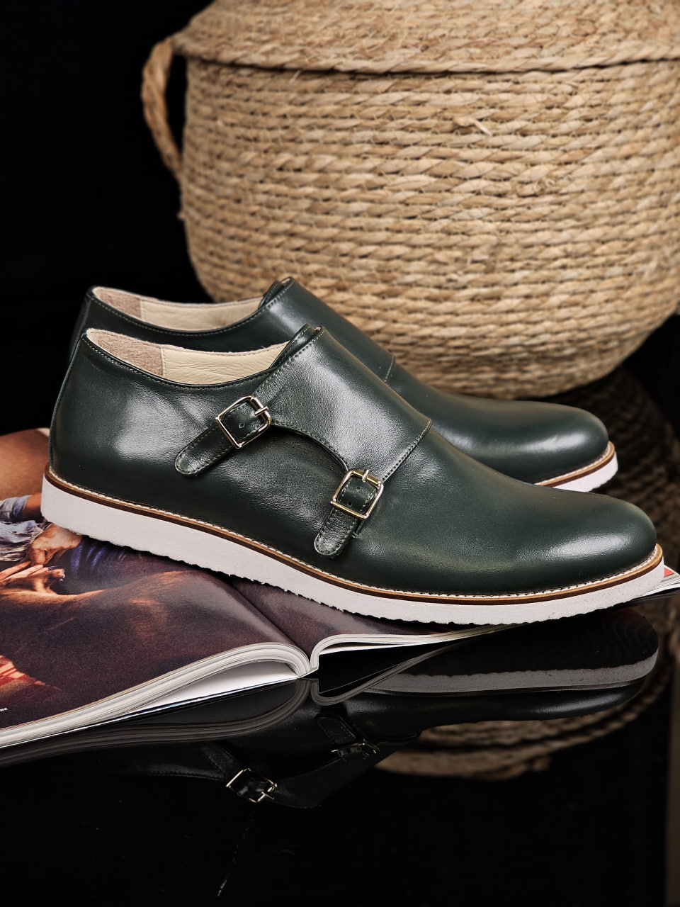 Monk Jungle Green Leather with Eva sole