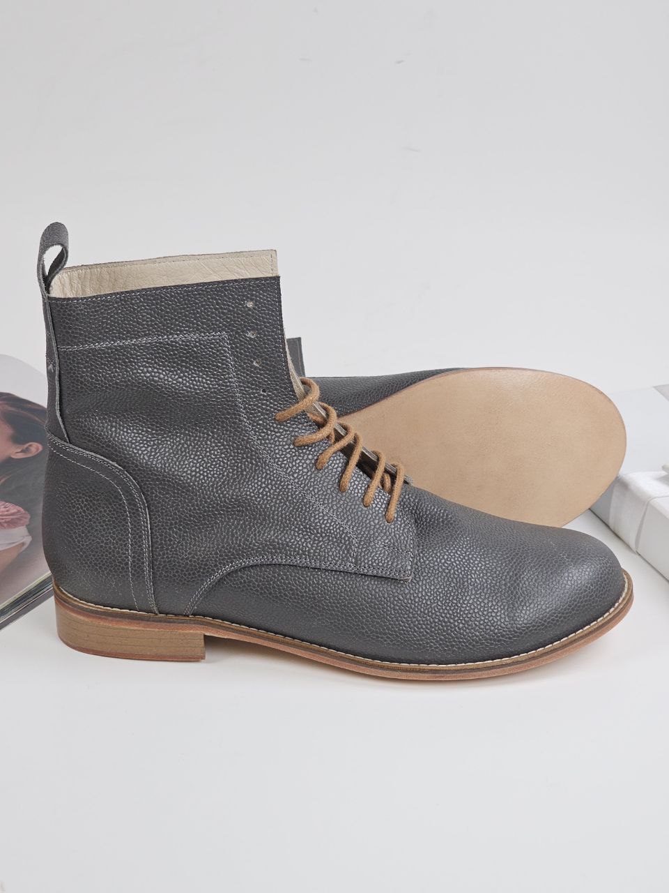 Harlem Boots Grey Floater Leather 2 cm heel