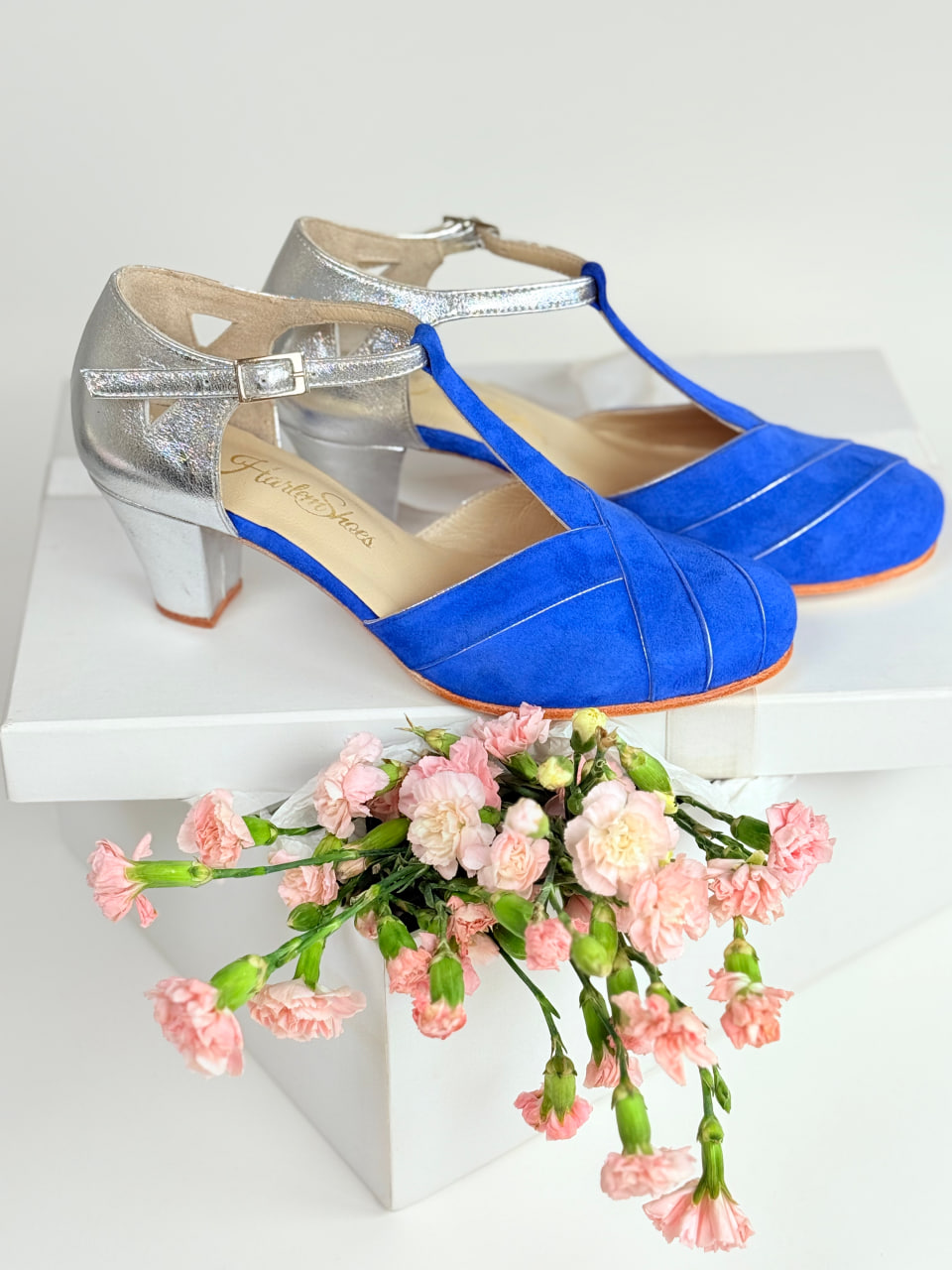 Sugar Blue Suede & Silver Leather 6 cm Balboa heel