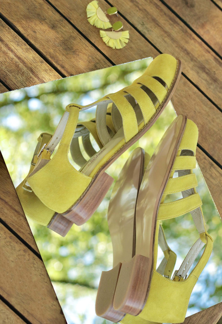 Sandals Yellow Suede 2 cm heel
