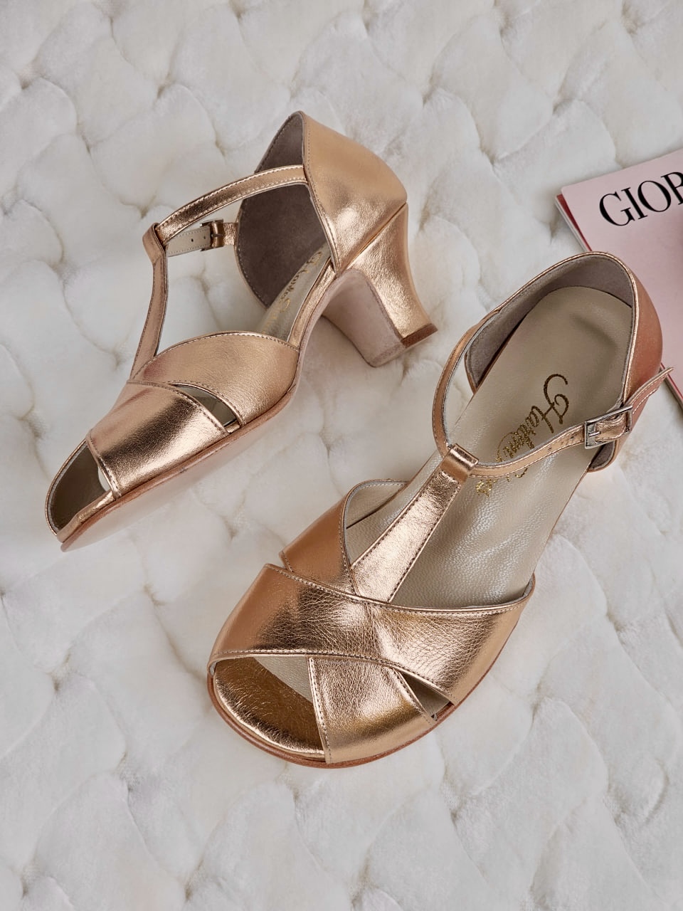 Barefoot Doris Rose Gold Leather 6 cm heel